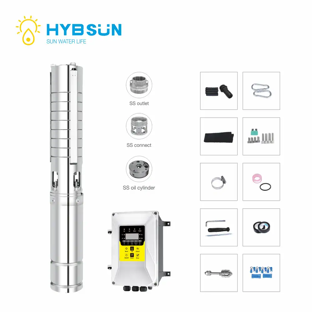 Hybsun 4USH1300-125-6F Hybrid Solar Well Pump – 1.3 kW Submersible AC/DC Pump for Deep Wells up to 125 m Hybsun 4USH1300-125-6F Hybrid Solar Well Pump in Cyprus